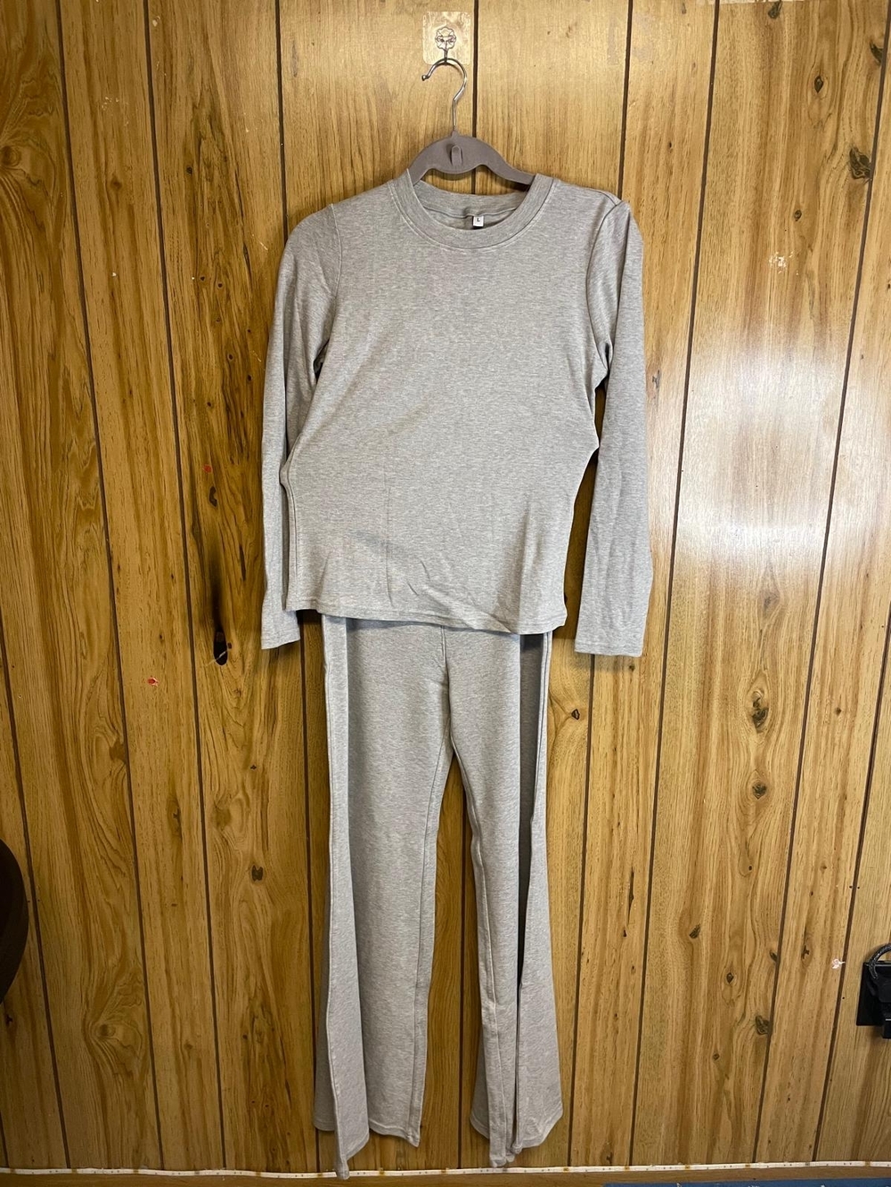 Grey Two-Piece Lounge Set - Long Sleeve Top & Pants